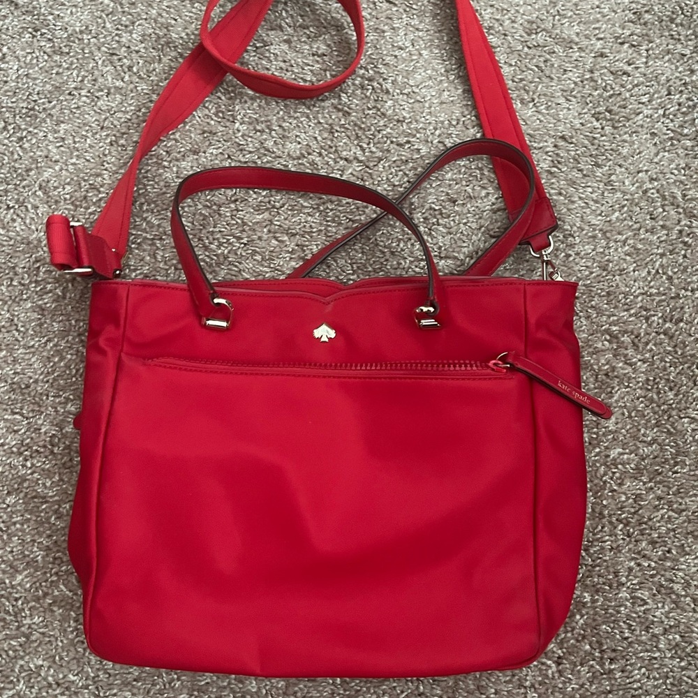 Red Kate Spade tote with crossbody strap!